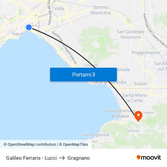 Galileo Ferraris - Lucci to Gragnano map