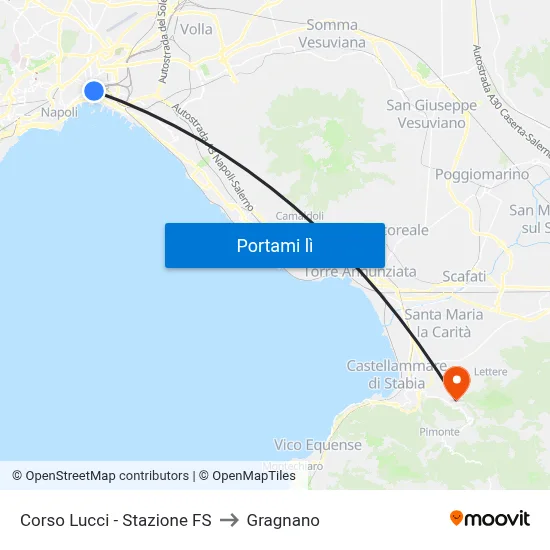 Corso Lucci - Stazione FS to Gragnano map