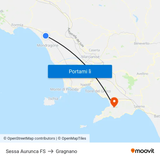 Sessa Aurunca FS to Gragnano map