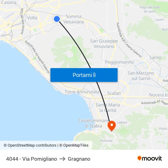 4044 - Via Pomigliano to Gragnano map