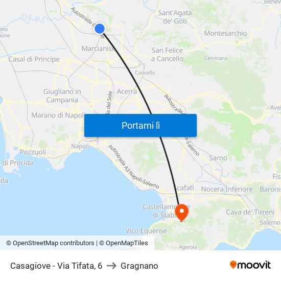 Casagiove - Via Tifata, 6 to Gragnano map