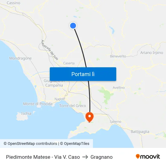 Piedimonte Matese - Via V. Caso to Gragnano map