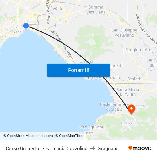 Corso Umberto I - Farmacia Cozzolino to Gragnano map