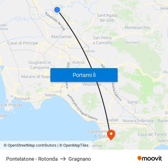 Pontelatone - Rotonda to Gragnano map