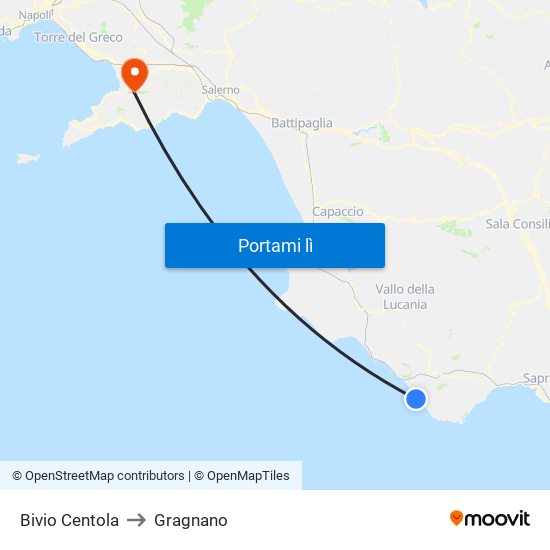Bivio Centola to Gragnano map