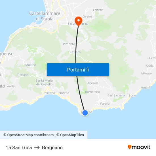 15 San Luca to Gragnano map