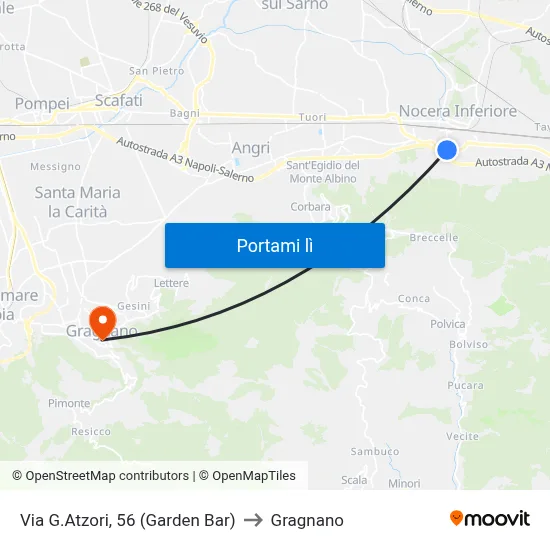 Via G.Atzori, 56 (Garden Bar) to Gragnano map