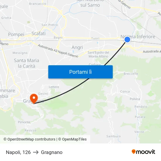 Napoli, 126 to Gragnano map