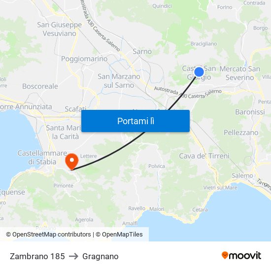 Zambrano 185 to Gragnano map