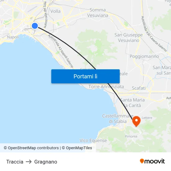 Traccia to Gragnano map