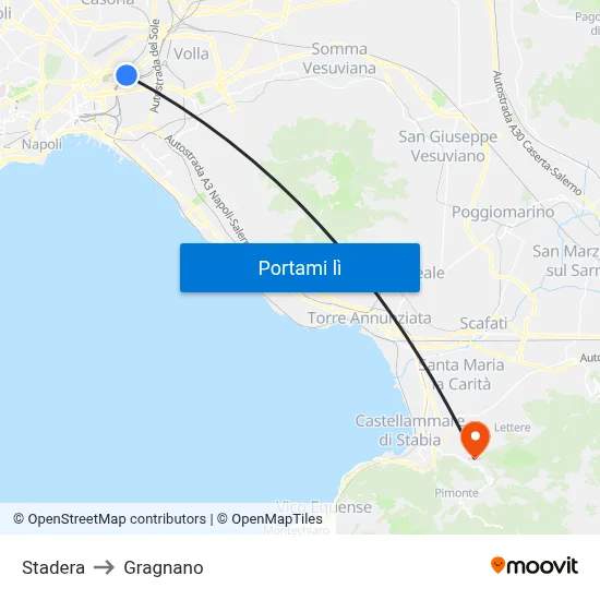 Stadera to Gragnano map