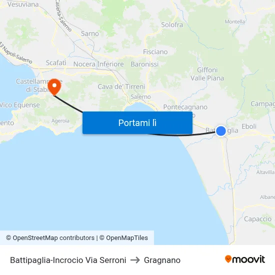 Battipaglia-Incrocio Via Serroni to Gragnano map