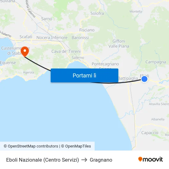 Eboli Nazionale (Centro Servizi) to Gragnano map