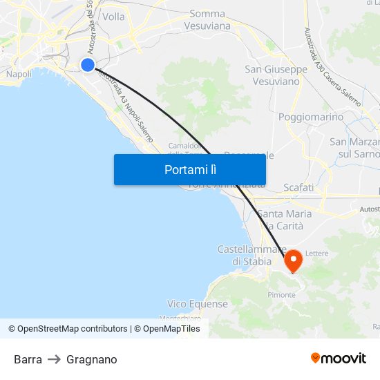 Barra to Gragnano map
