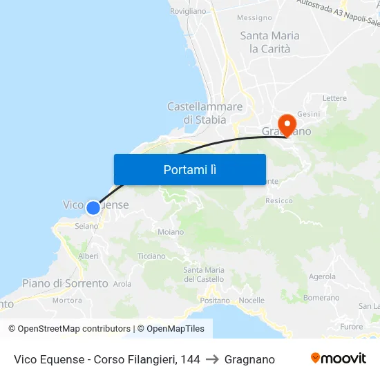 Vico Equense - Corso Filangieri, 144 to Gragnano map