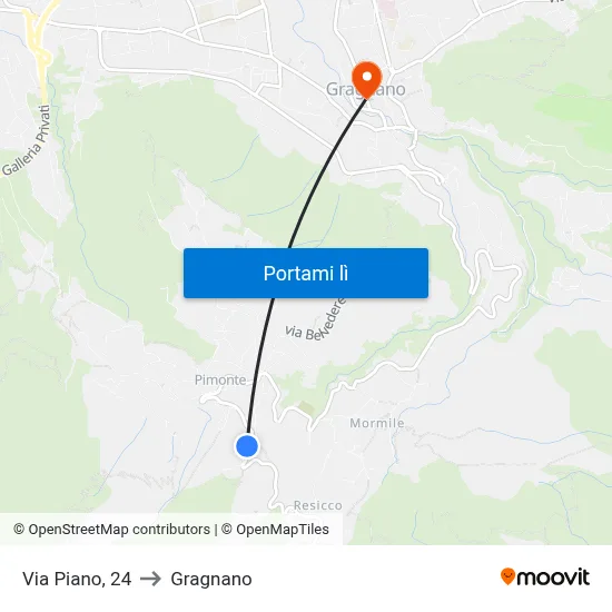 Via Piano, 24 to Gragnano map
