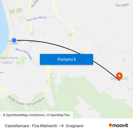 Castellamare - P.za Matteotti to Gragnano map