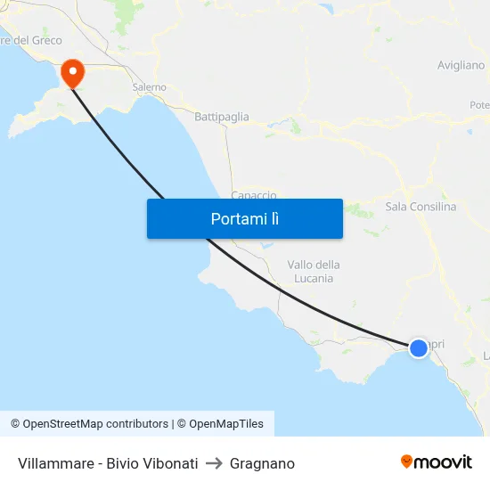 Villammare - Bivio Vibonati to Gragnano map