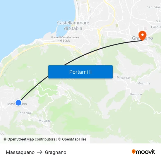 Massaquano to Gragnano map
