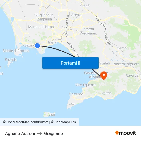 Agnano Astroni to Gragnano map
