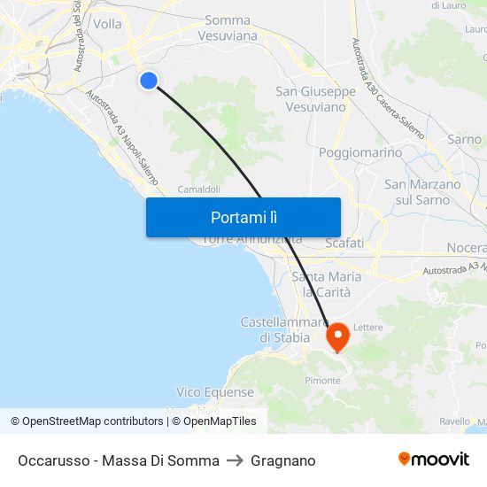 Occarusso - Massa Di Somma to Gragnano map