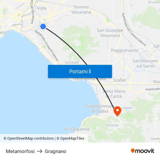 Metamorfosi to Gragnano map