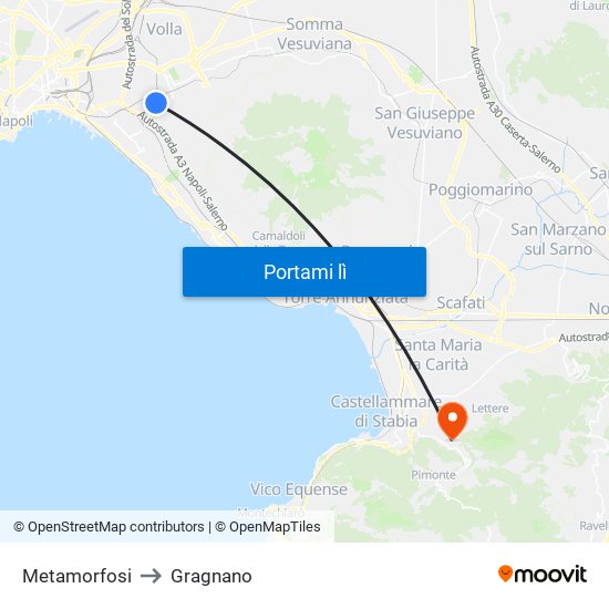 Metamorfosi to Gragnano map