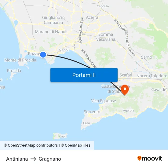 Antiniana to Gragnano map