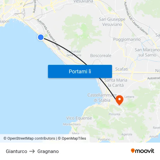 Gianturco to Gragnano map