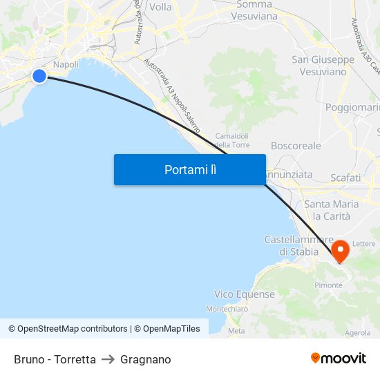 Bruno - Torretta to Gragnano map