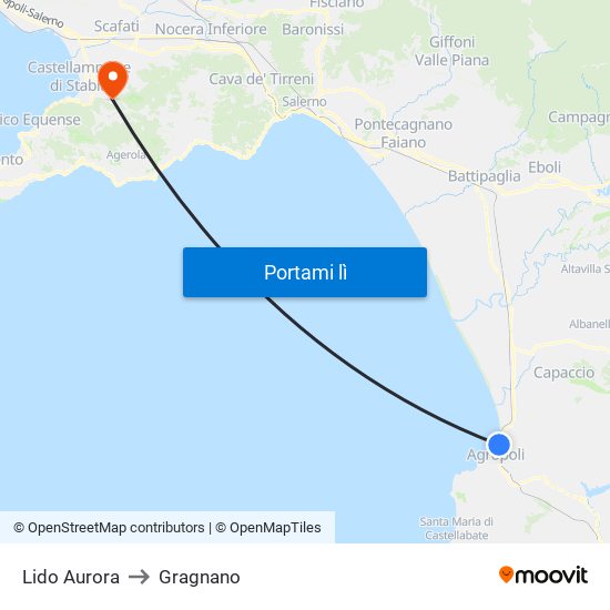 Lido Aurora to Gragnano map