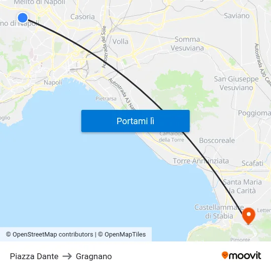 Piazza Dante to Gragnano map