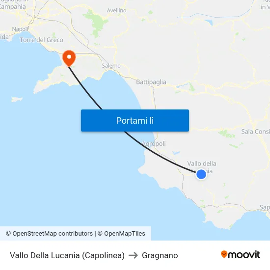 Vallo Della Lucania (Capolinea) to Gragnano map