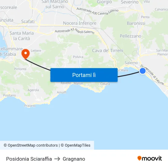 Posidonia Sciaraffia to Gragnano map