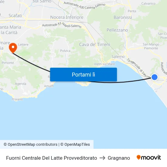 Fuorni Centrale Del Latte Provveditorato to Gragnano map