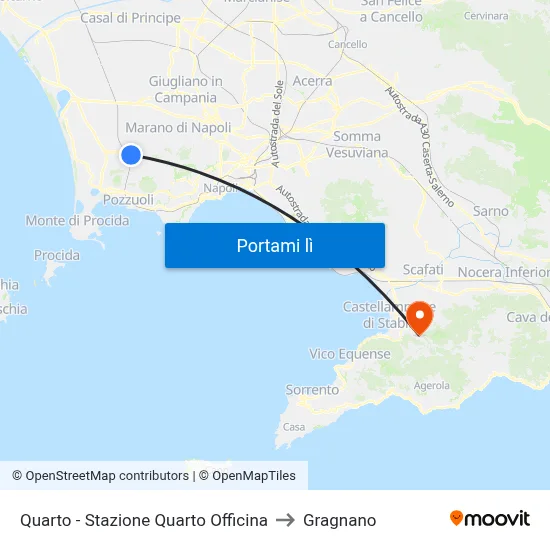 Quarto - Stazione Quarto Officina to Gragnano map