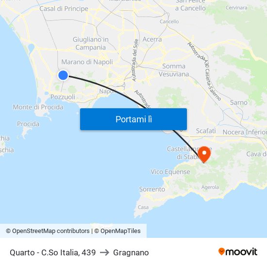 Quarto - C.So Italia, 439 to Gragnano map