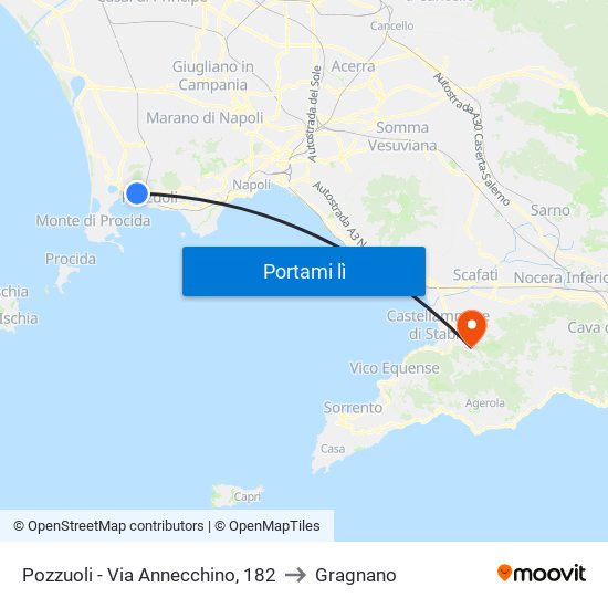 Pozzuoli - Via Annecchino, 182 to Gragnano map