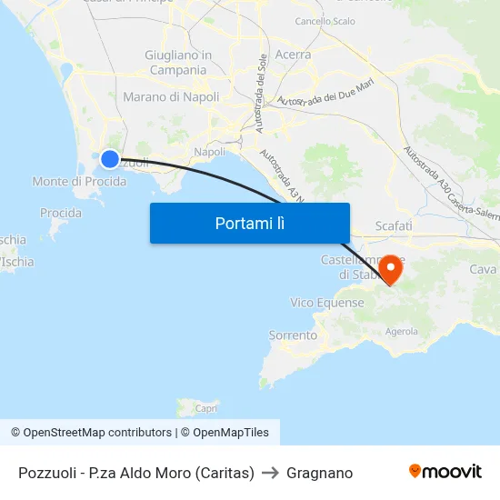 Pozzuoli - P.za Aldo Moro (Caritas) to Gragnano map