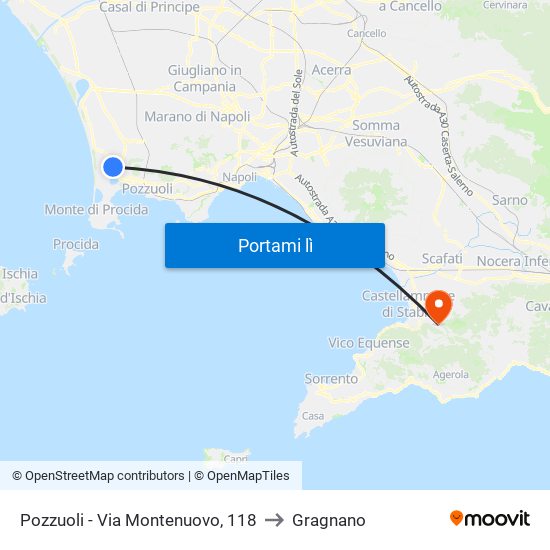 Pozzuoli - Via Montenuovo, 118 to Gragnano map