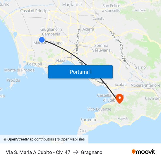 Via S. Maria A Cubito - Civ. 47 to Gragnano map