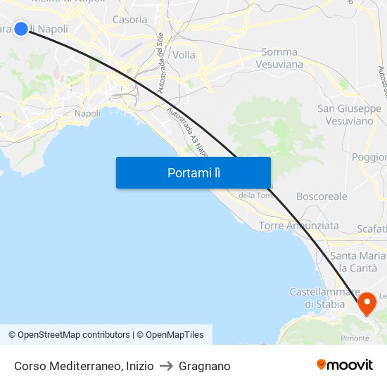 Corso Mediterraneo, Inizio to Gragnano map