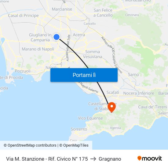 Via M. Stanzione - Rif. Civico N° 175 to Gragnano map