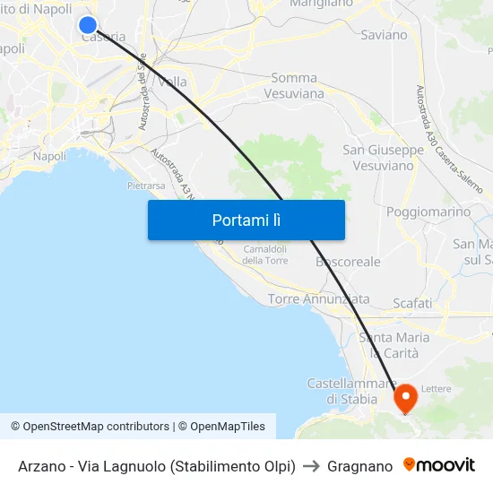 Arzano - Via Lagnuolo (Stabilimento Olpi) to Gragnano map