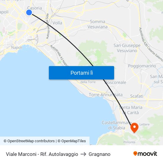 Viale Marconi - Rif. Autolavaggio to Gragnano map