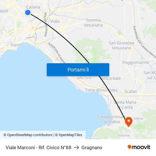 Viale Marconi - Rif. Civico N°88 to Gragnano map