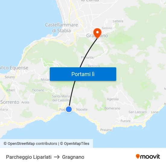 Parcheggio Liparlati to Gragnano map