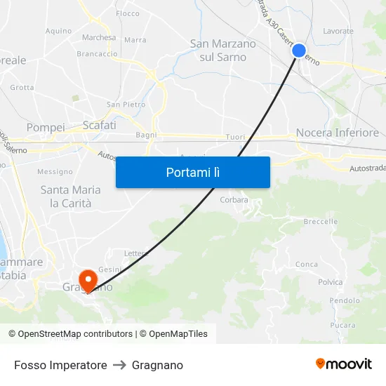 Fosso Imperatore to Gragnano map