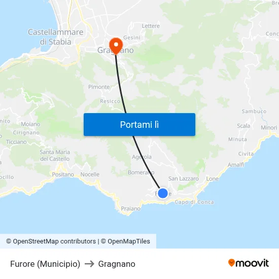Furore (Municipio) to Gragnano map