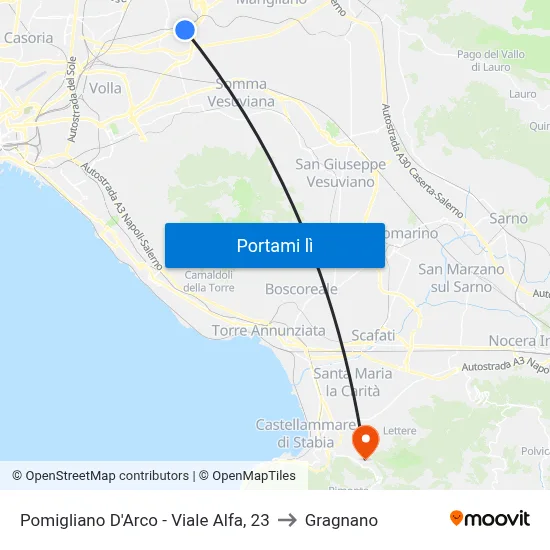 Pomigliano D'Arco - Viale Alfa, 23 to Gragnano map